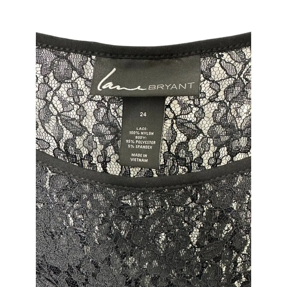 Lane Bryant Black Sleeveless Lace Overlay Wide Leg Jumpsuit Women's Size 24 - Image 5