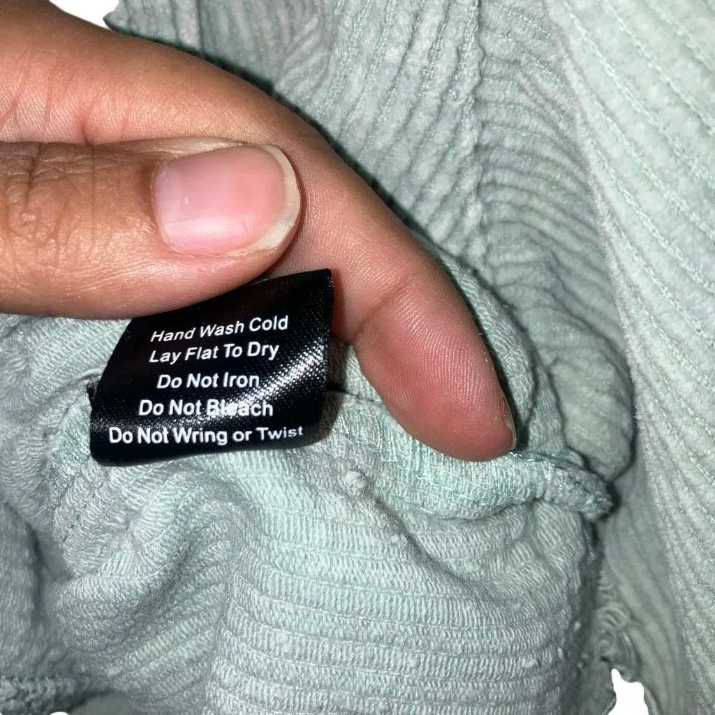 POL Corduroy Sage Green Button Front Shacket Raw Hem Trucker Jacket Medium #749 - Image 8