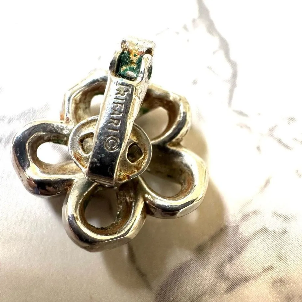 Trifari silver tone vintage clip on earrings - Image 5