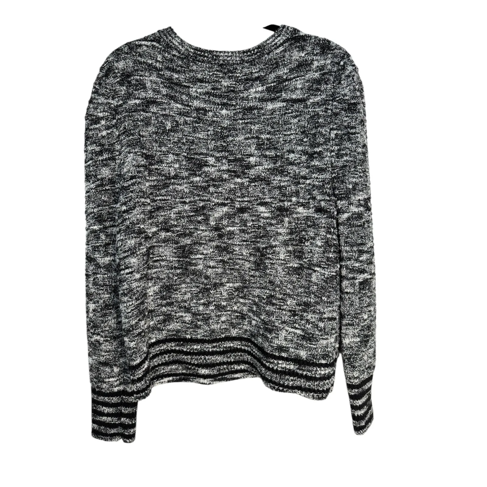 Nine West Women's Black White Marled Knit Cardigan Sweater Size L Button Pockets - Image 7