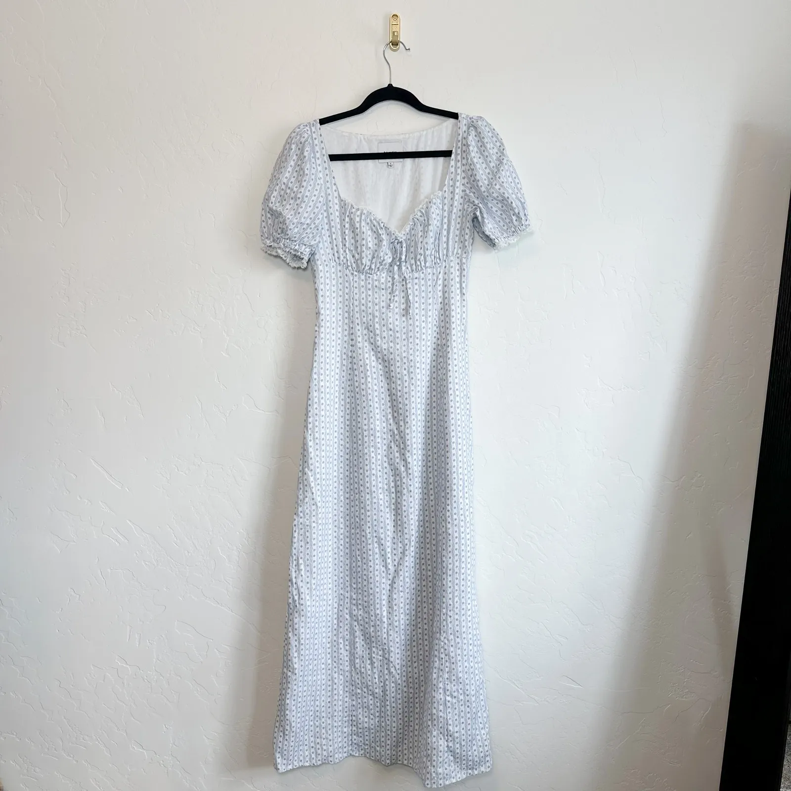 Reformation | Cherise 100% Linen‎ Floral Puff Sleeve Midi Dress in Cindy Blue - Image 6