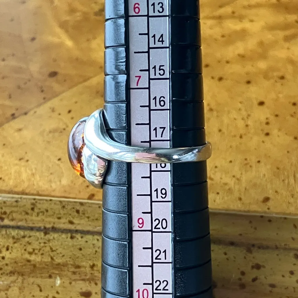 Natural Amber Sterling Silver Ring Size 8 - Image 8