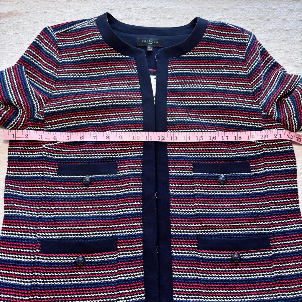 TALBOTS Woven Blue Red White Striped Cotton Blend Blazer Jacket Size XL P NEW‎ - Image 7