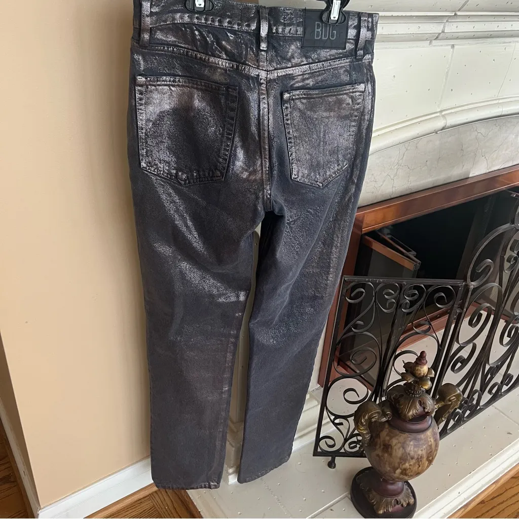 Urban Outfitters UO BDG Amy Lynn Metallic Denim Pants Size 30 - Image 3