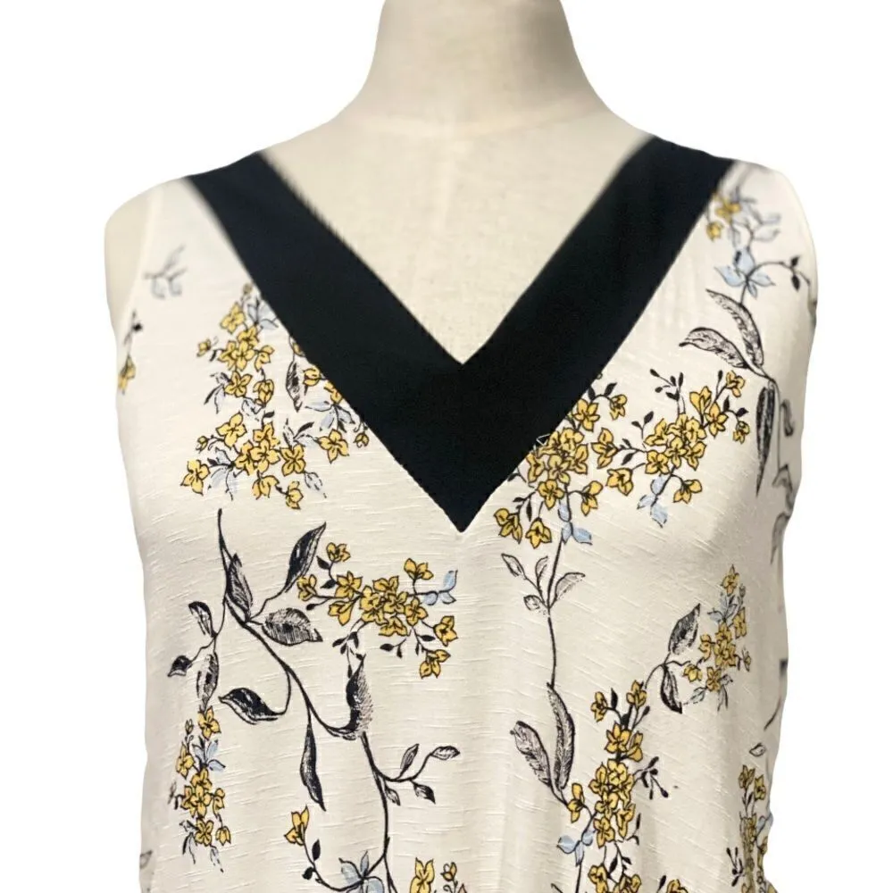 Maurice’s Floral Deep V Neck Sleeveless Off White Tank Top - Image 2