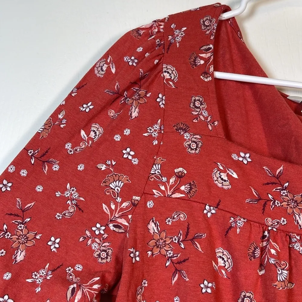 Lucky Brand Red Long Sleeve Square Neck Blouse Shirt Size Large EUC #0534-OC - Image 7