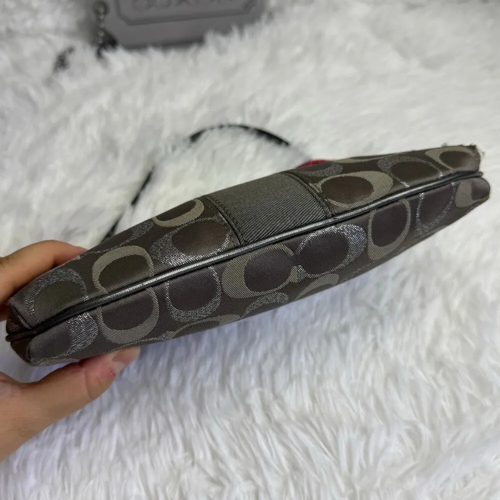 Coach  y2k Gray Silver Signature Canvas  Mini Purse Wristlet - Image 4