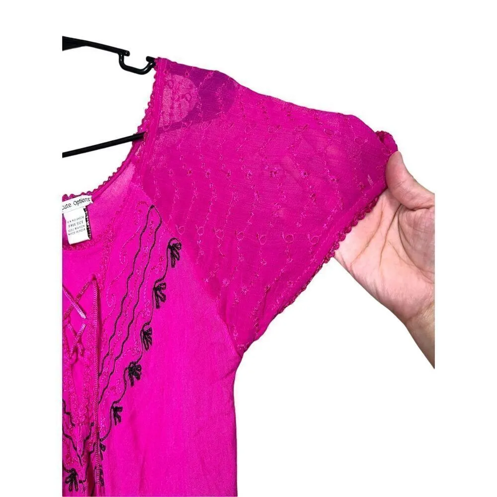 Cute Options Tye Dye Boho Summer Flared Dress Cover Up‎ Free Size Pink Size undefined - Image 3