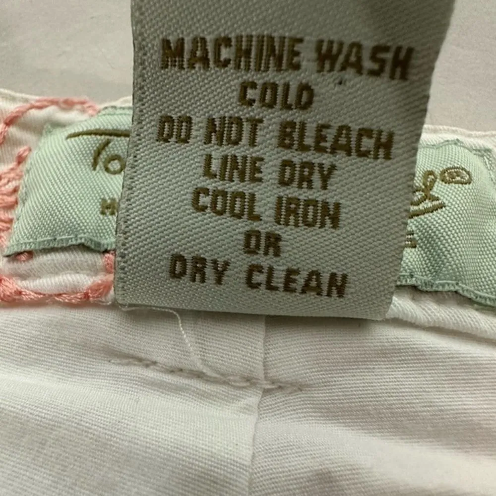 Tori Richard Honolulu High Rise Floral Pink Embroider Scallop Hem Capris Size 12 - Image 9