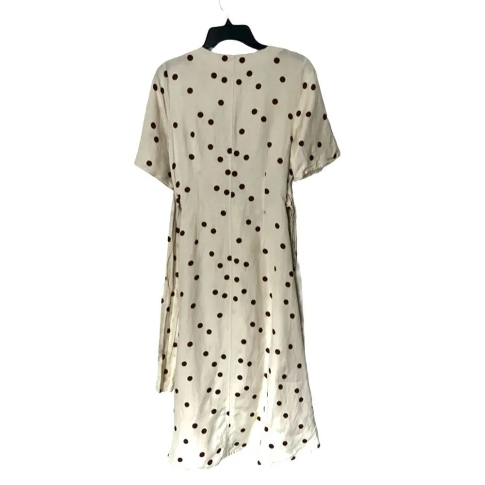 Moon River linen blend polka dot midi wrap dress SIZE MEDIUM - Image 3