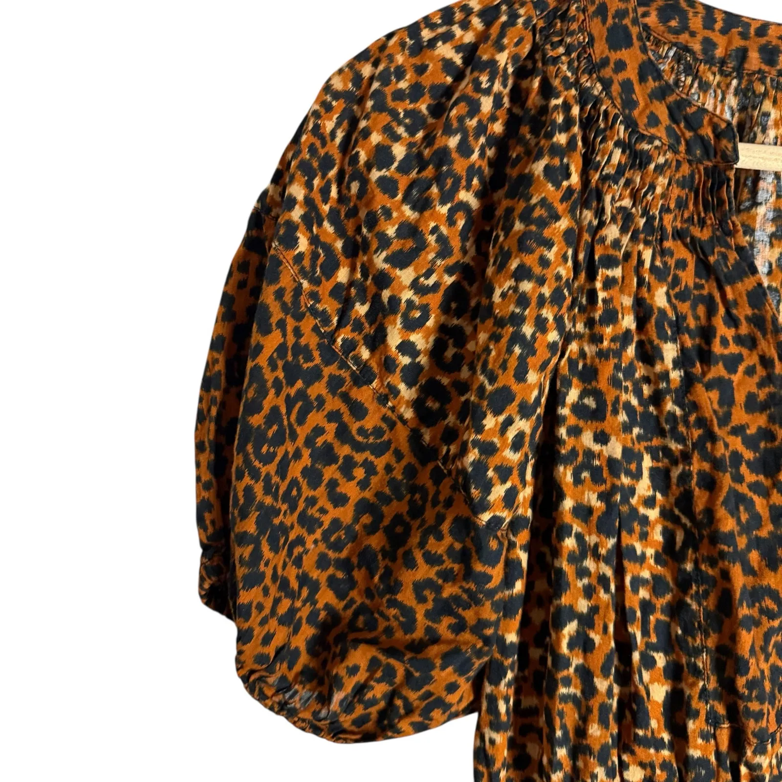 Ulla Johnson Mariana Brown Leopard Animal Print Puff Sleeve A-Line Mini Dress 2 - Image 9