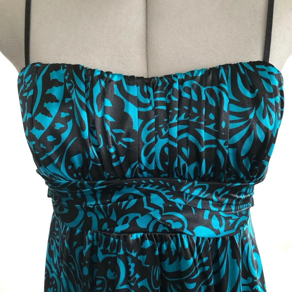 RUBY ROX Womens Dress Size Small Juniors Lined Taffeta Trim Lining Black & Teal - Image 6