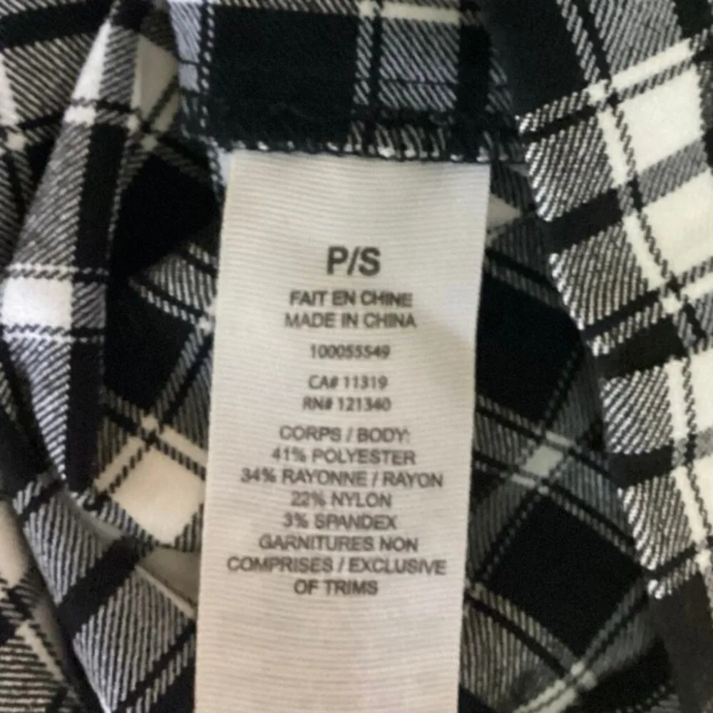 Garage Black White Retro Plaid Flannel Pencil Straight Back Zip Mini Skirt Sz S - Image 5