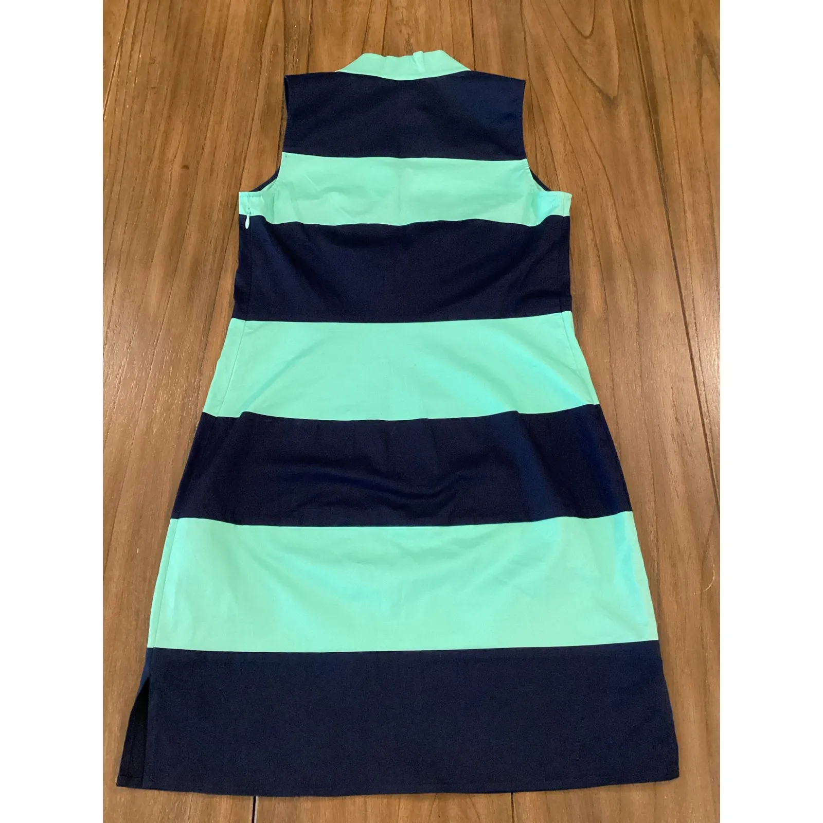 Sail to Sable stripe sleeveless cotton shift mini dress navy cabbage green xs - Image 10