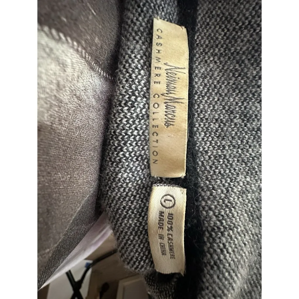 Neiman Marcus 100% Cashmere Women's L Button Sweater Cardigan Blazer Herringbone - Image 5