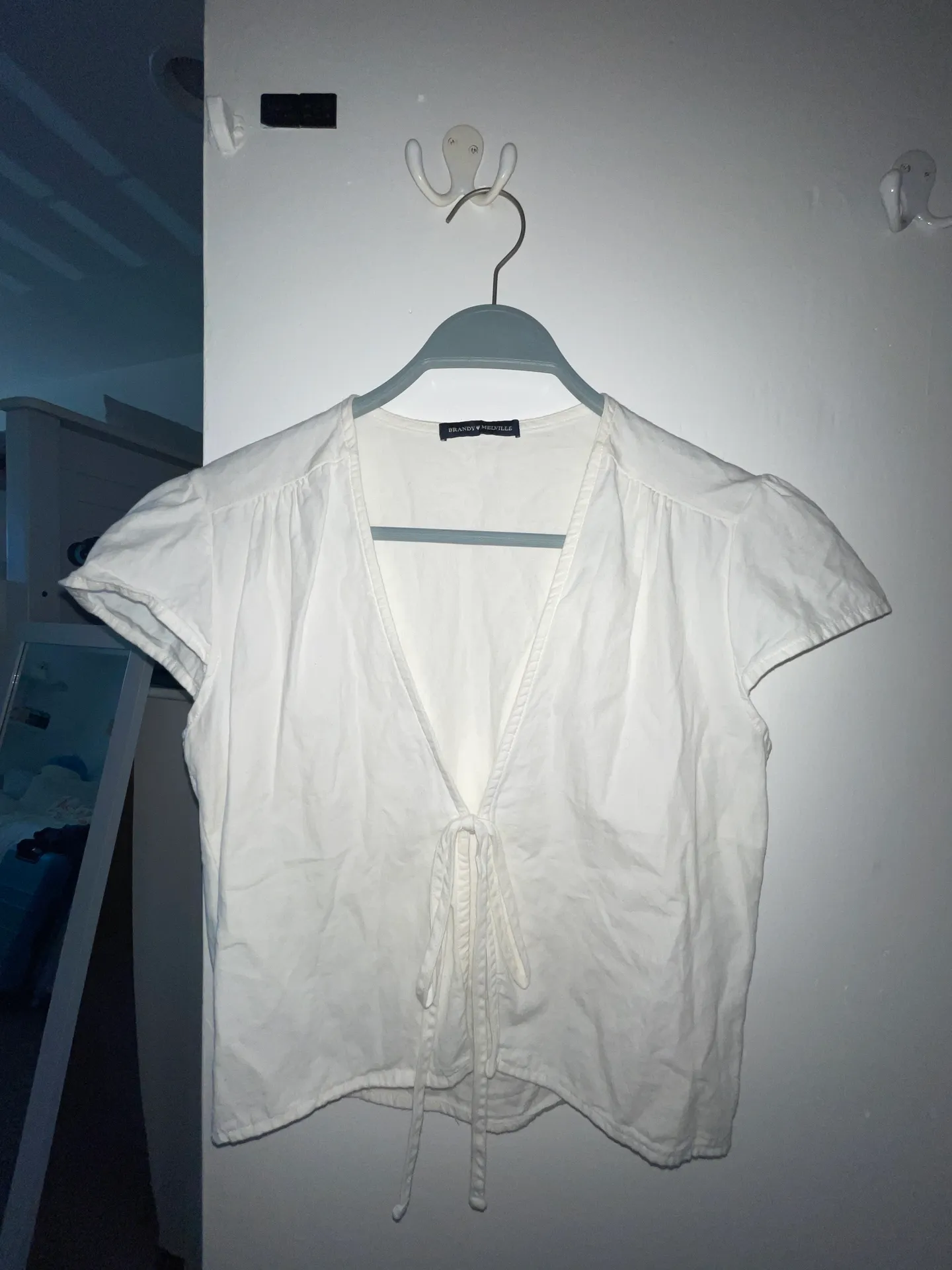 Brandy Melville White Tie Front Top - Image 2