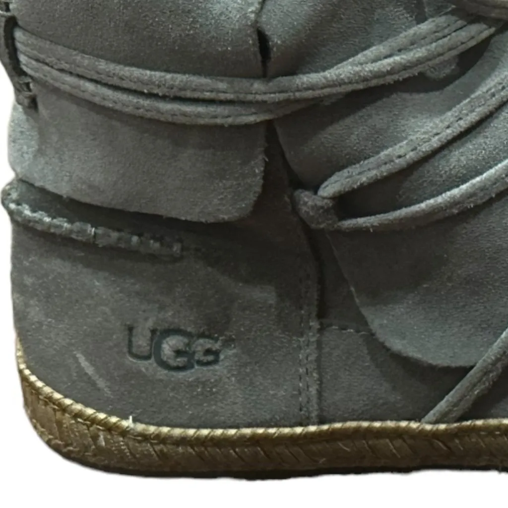 UGG #1019129 Reid Lace Up Suede‎ Moccasin Bootie Grey Size 6.5 - Image 7