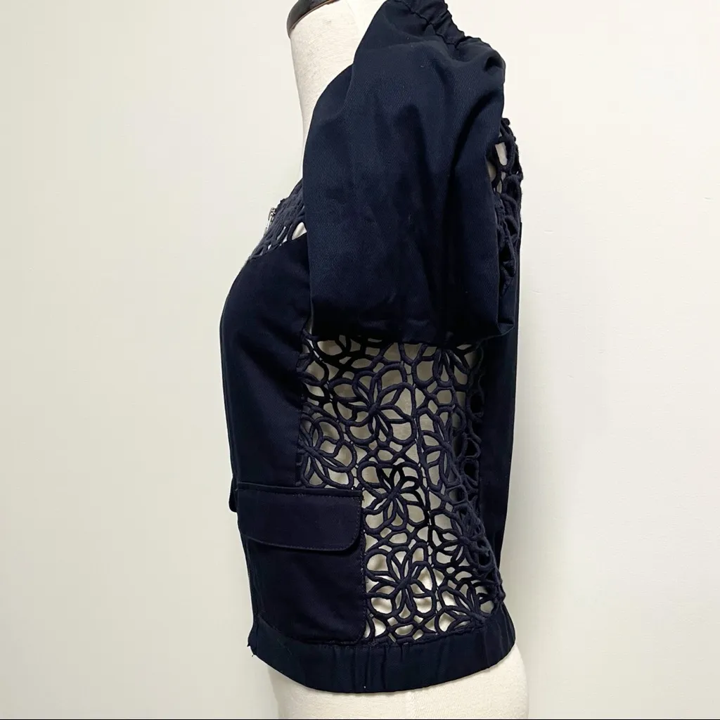 Anthropologie Elevenses Soutache Crochet Bomber crochet sheer sleeves jacket - Image 5
