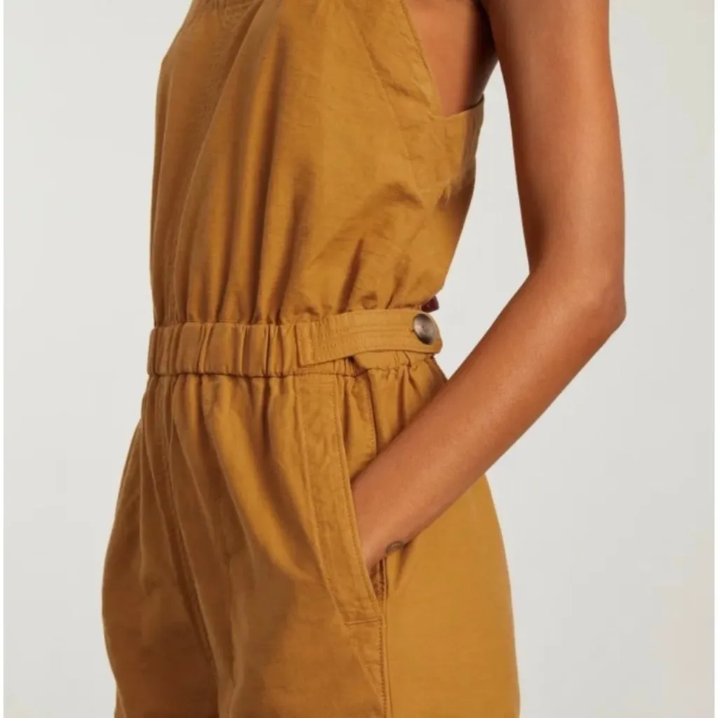 Everlane The Fatigue Apron Jumpsuit Size 4 Wide-Leg Fit Amber Gold - Image 4