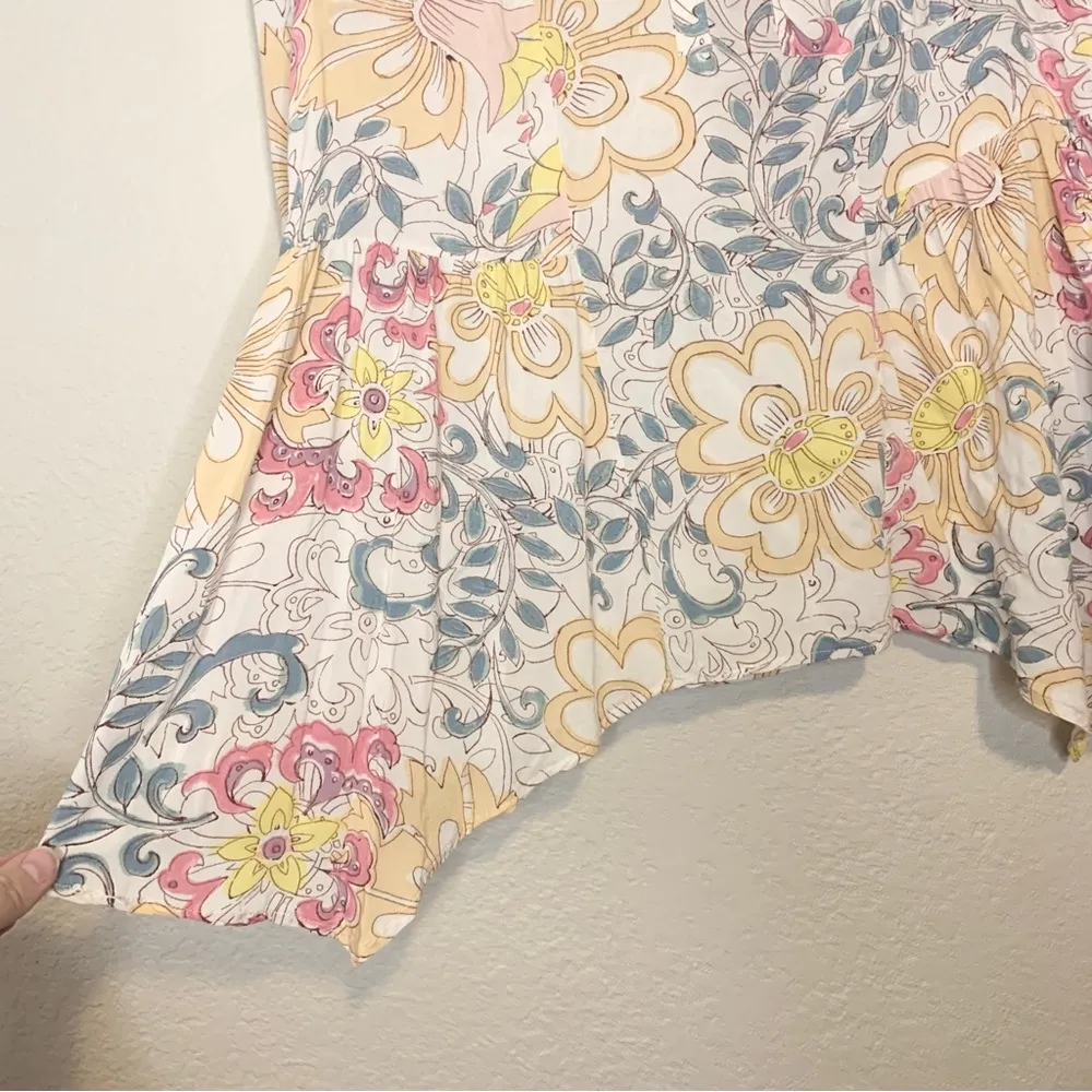 Anthropologie Maeve Multicolor Floral Handkerchief Hem Lightweight Top Size 4 - Image 8