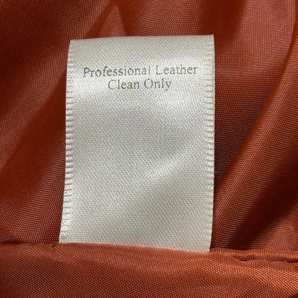 Coldwater Creek large 100% Leather two button blazer jacket Rust Orange 3/4 slvs - Image 9