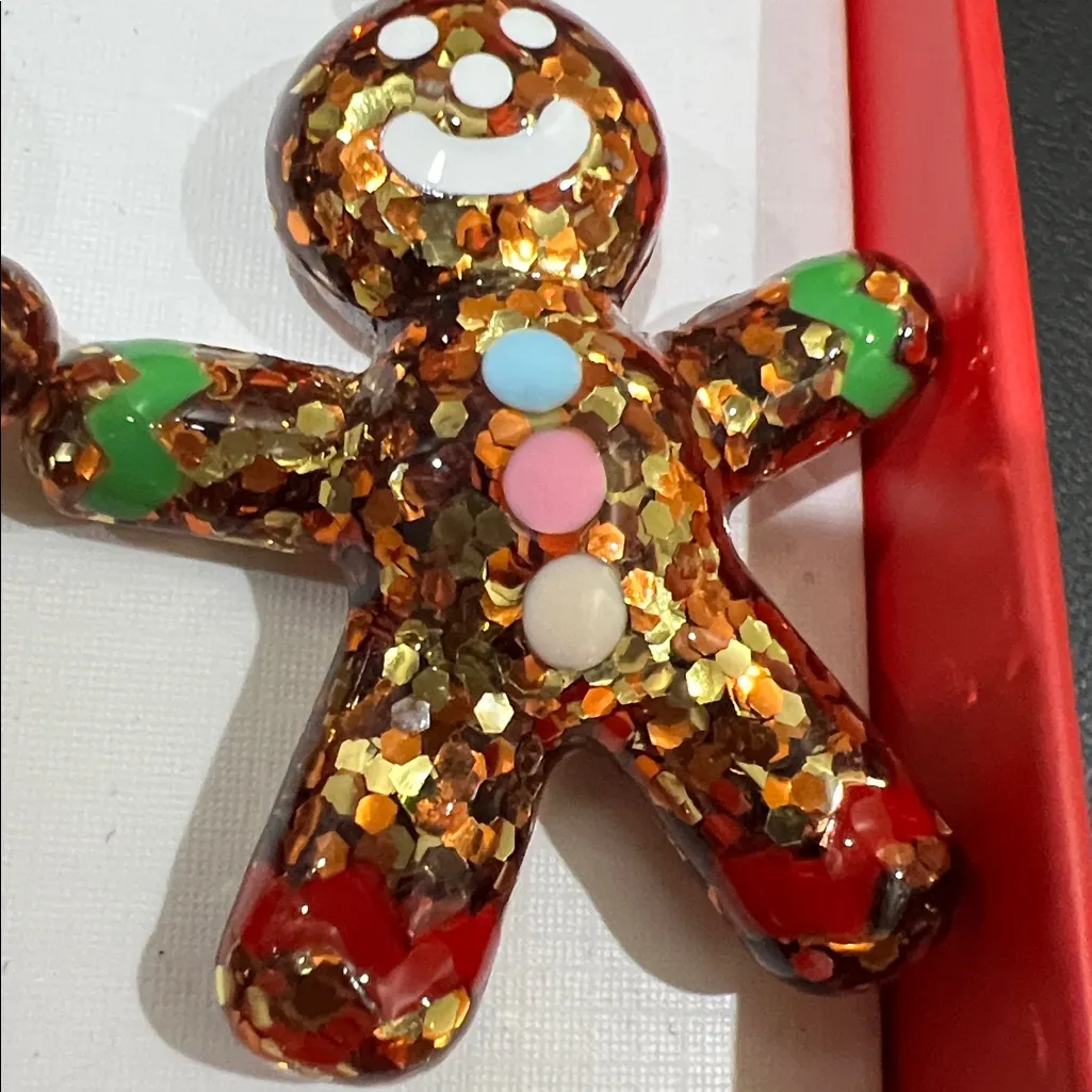 Piper K | Whimsical Glittery Gingerbread Christmas Earrings Red - Image 7