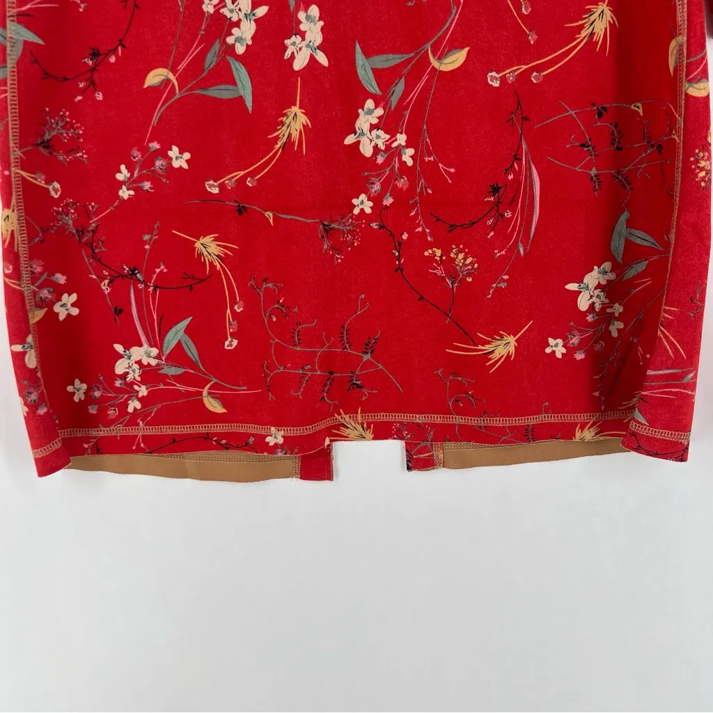 Solitaire Floral Print Faux Suede‎ Cropped Flare Sleeve Long Line Kimono Jacket - Image 11
