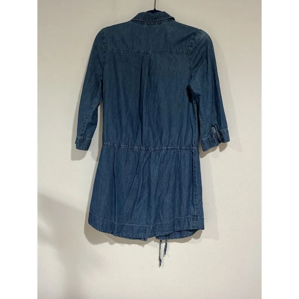 Womans Old Navy Utility Chambry 3/4 Sleeve Casual Denim Button Up Dress Sp - Image 3
