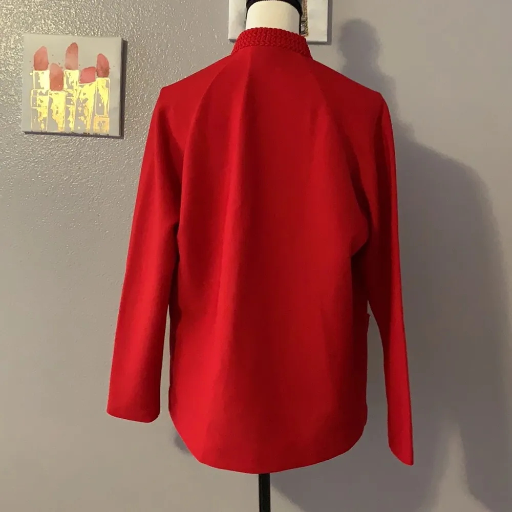 Hedy Knits vintage red knit open blazer jacket Size L - Image 8