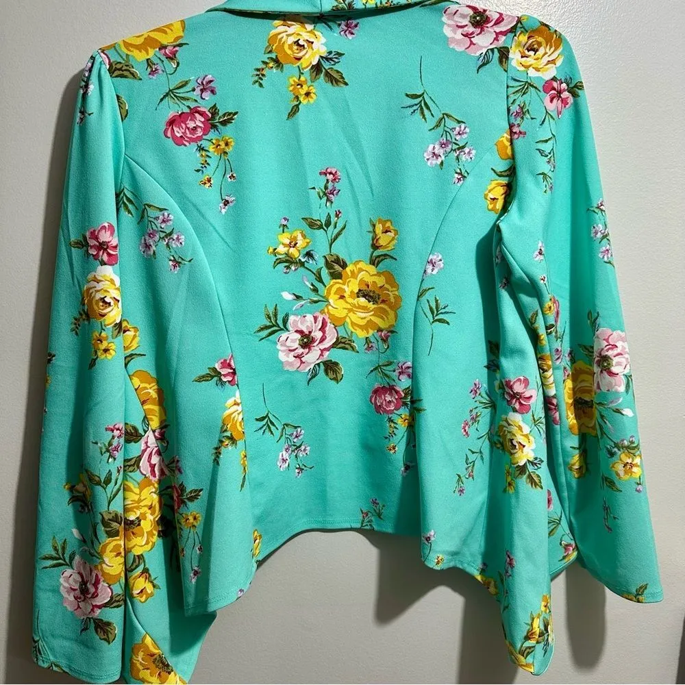 HEIMISH USA Green and Yellow Blazer Vibrant Floral Design (145) Size M - Image 4