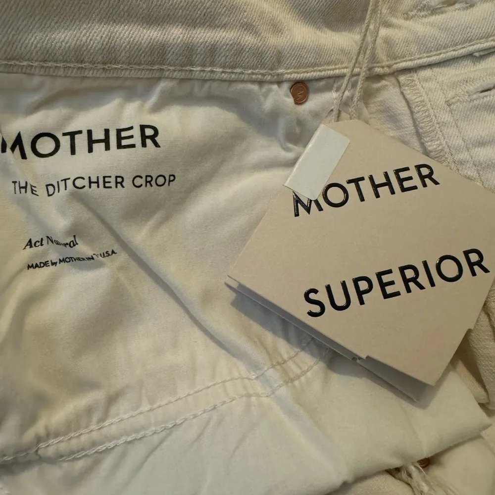 MOTHER SUPERIOR The Ditcher Crop in Act Natural Tan Wash White Denim Women's 31 - Image 10