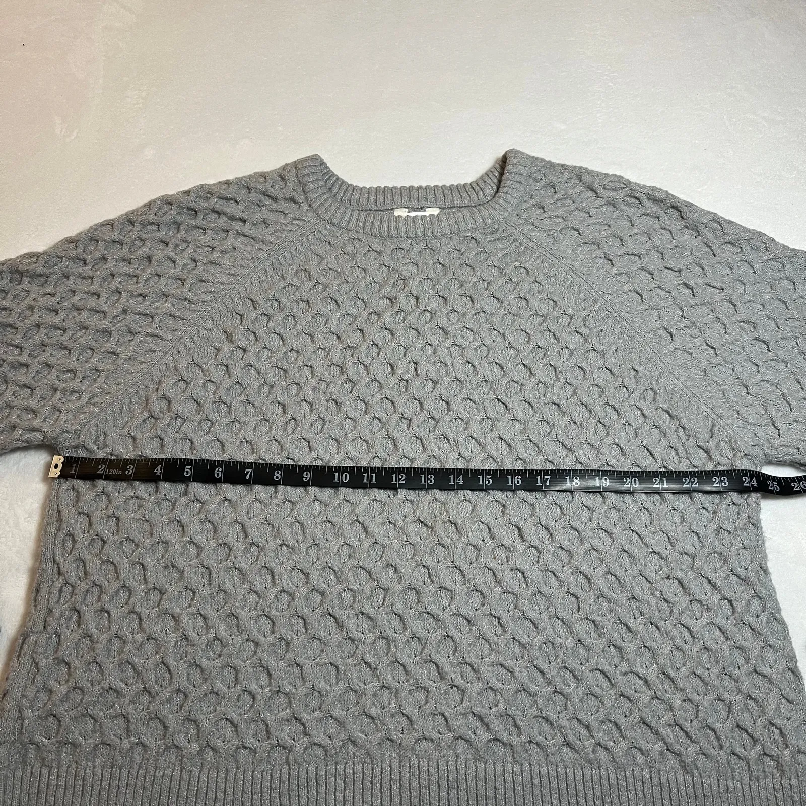 Terra & Sky Honeycomb Knit Pullover Sweater Size 2X Ballon Sleeve Casual Neutral - Image 9