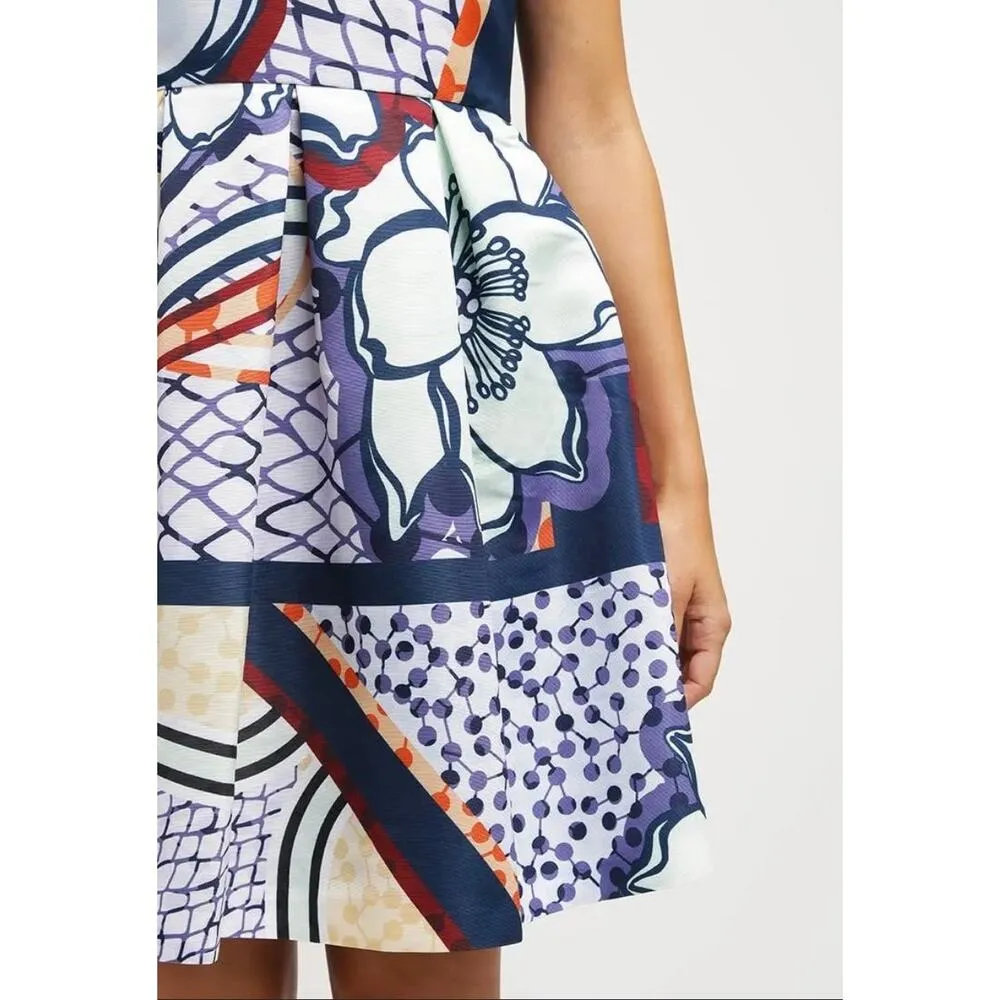 Ted Baker Wrennie Africa Tribal Floral Print Cap Sleeve Fit & Flare Dress 8 - Image 5