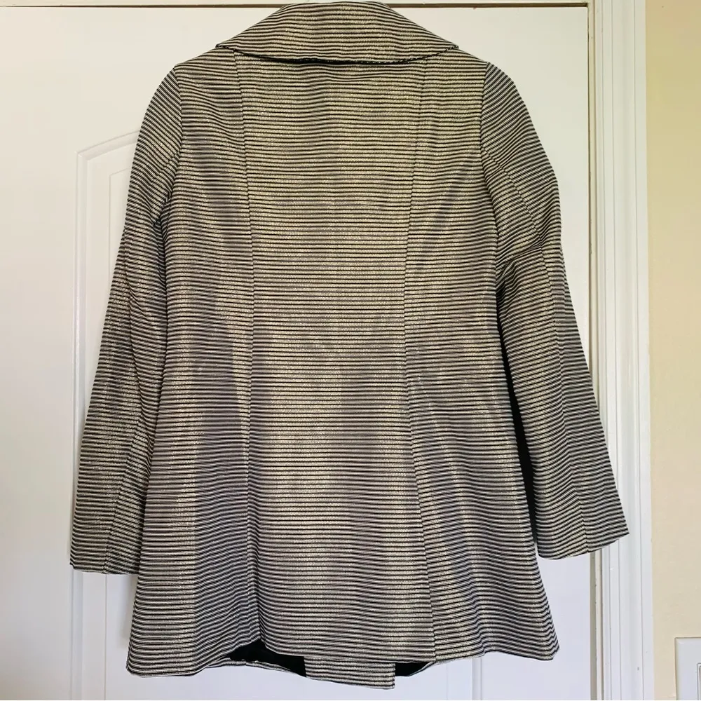 Banana Republic Women's Gold & Black Striped Double Breasted Jacket Trench Coat - Image 6