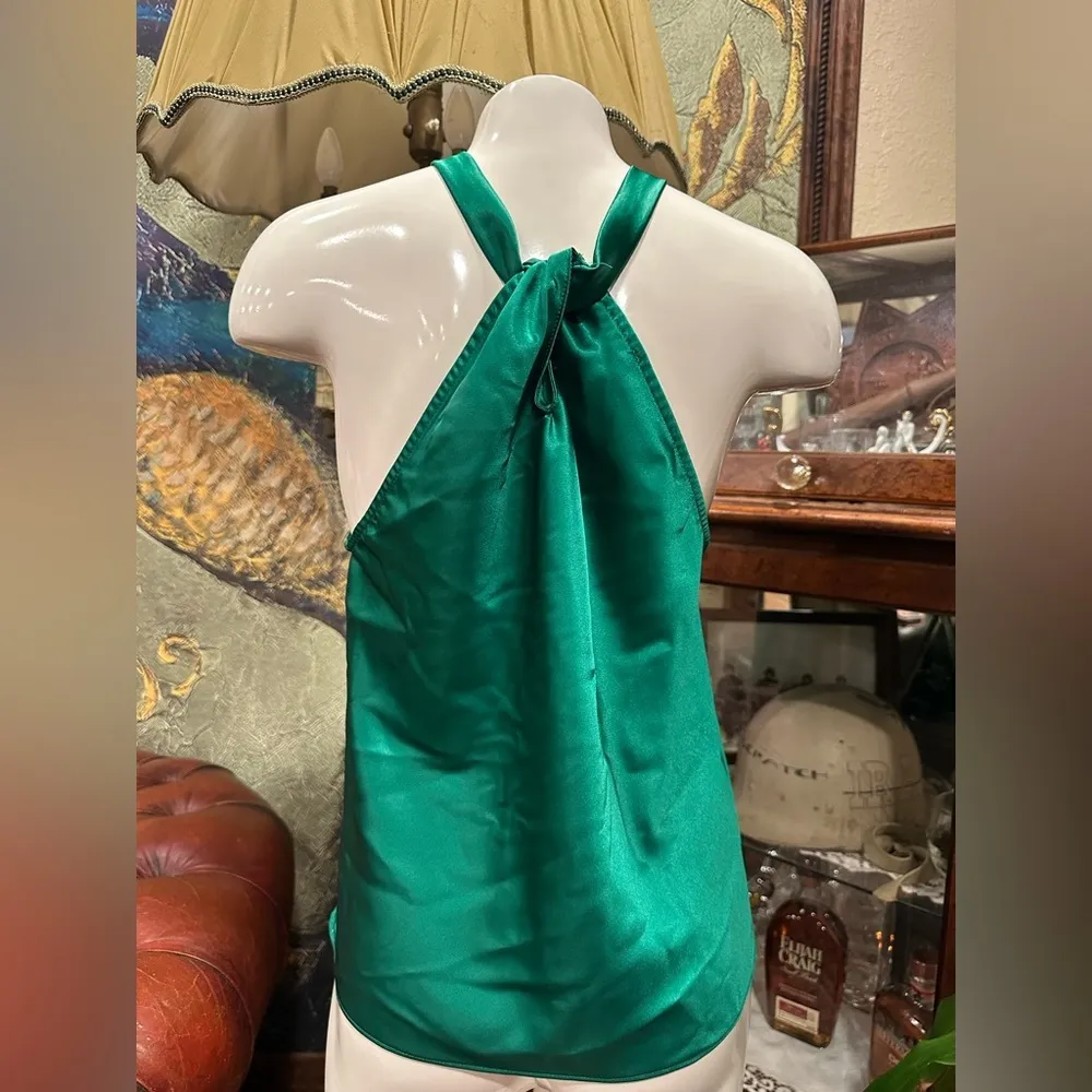 EUC ELLISON    GREEN Satin Halter Top - Image 3
