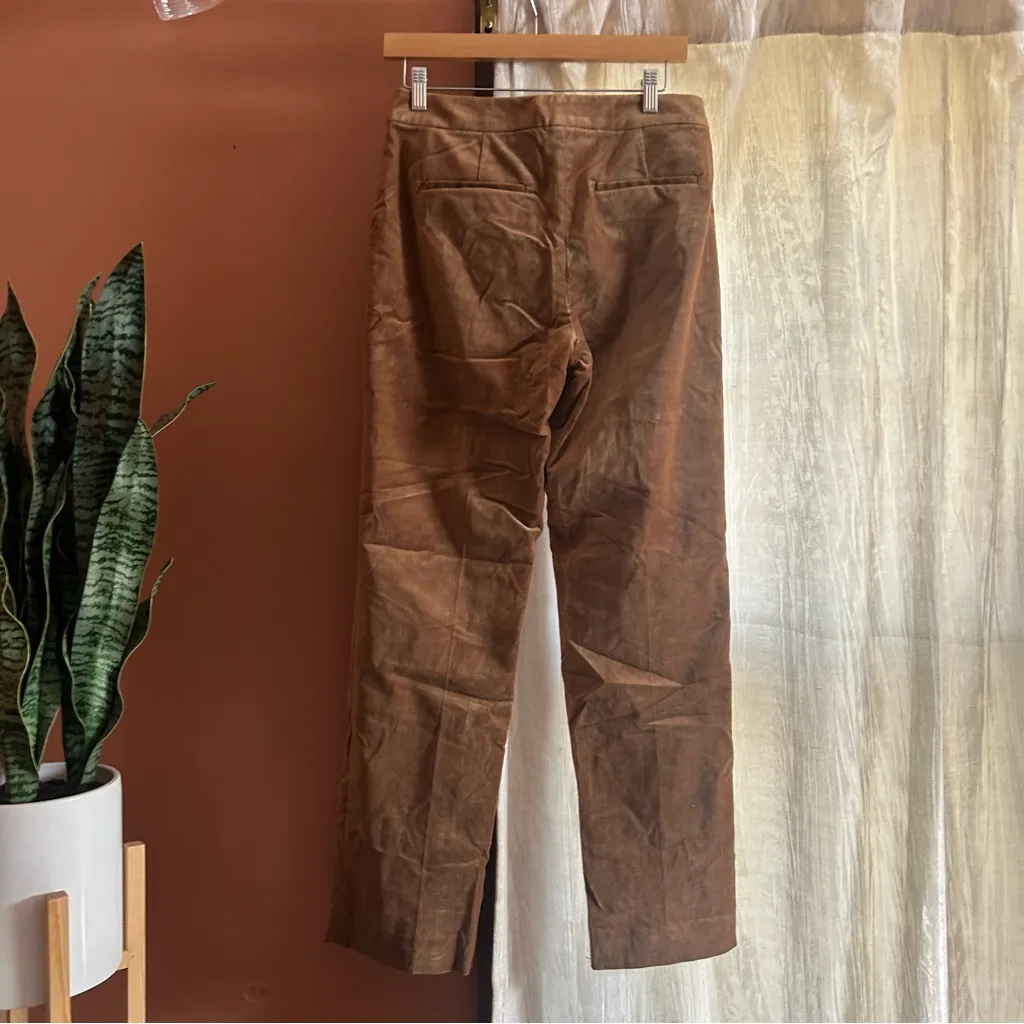J. Crew‎ Full-length Kate Straight-leg Pants Stretch Velvet Tan Brown NWT Size 4 - Image 7