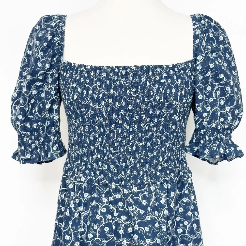 Aritzia Wilfred Angie Prairie Floral Mini Ruffle Dress L Blue Size L - Image 2