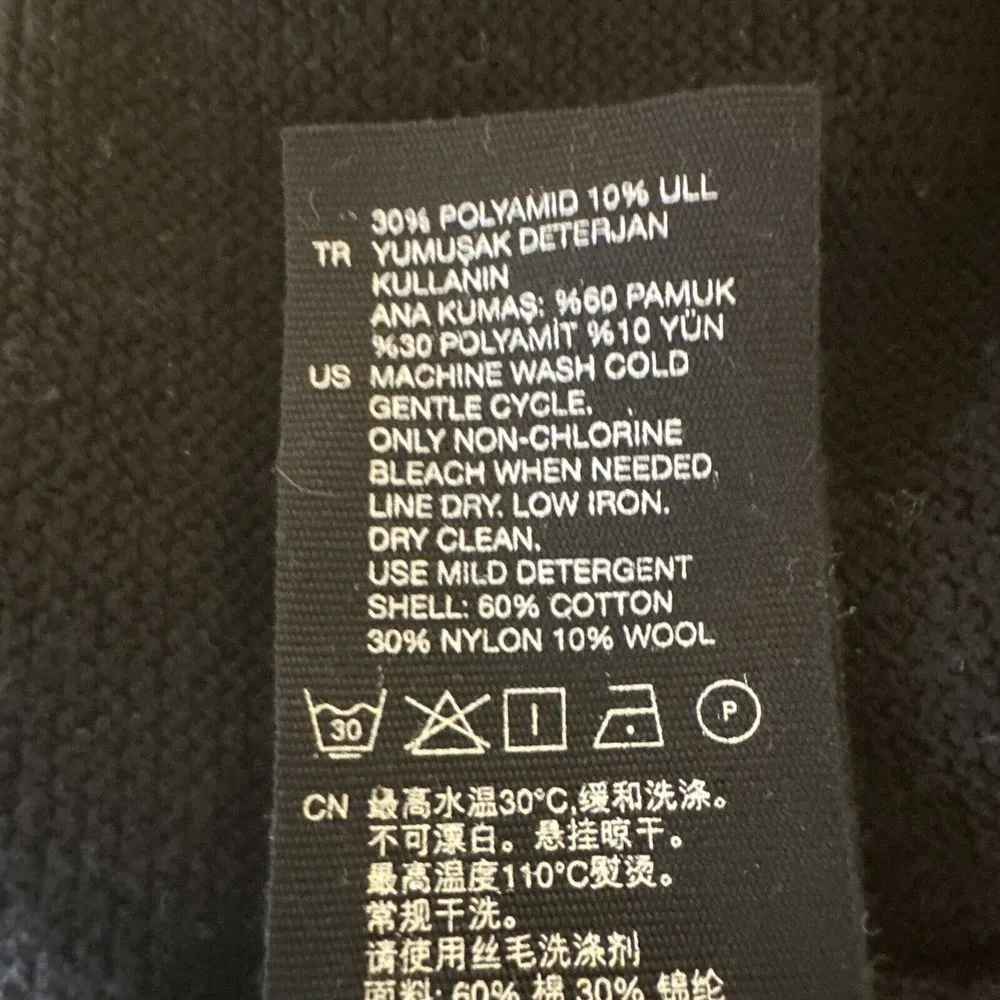 & Other Stories Women Ruffle Neck Cuff Sweater XS Black White Stripe Cotton Wool - Image 9