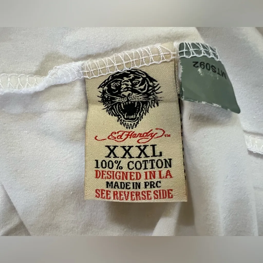 🔥RARE/VINTAGE ED HARDY RHINESTONES IVORY LONG SLEEVE Women’s TEE SIZE 3XL NWOT - Image 10