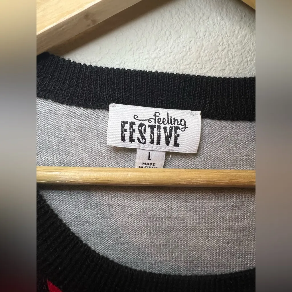 Feeling Festive Christmas Sweater Sze L w/Festive Sequins Holiday Office Party Size L - Image 2