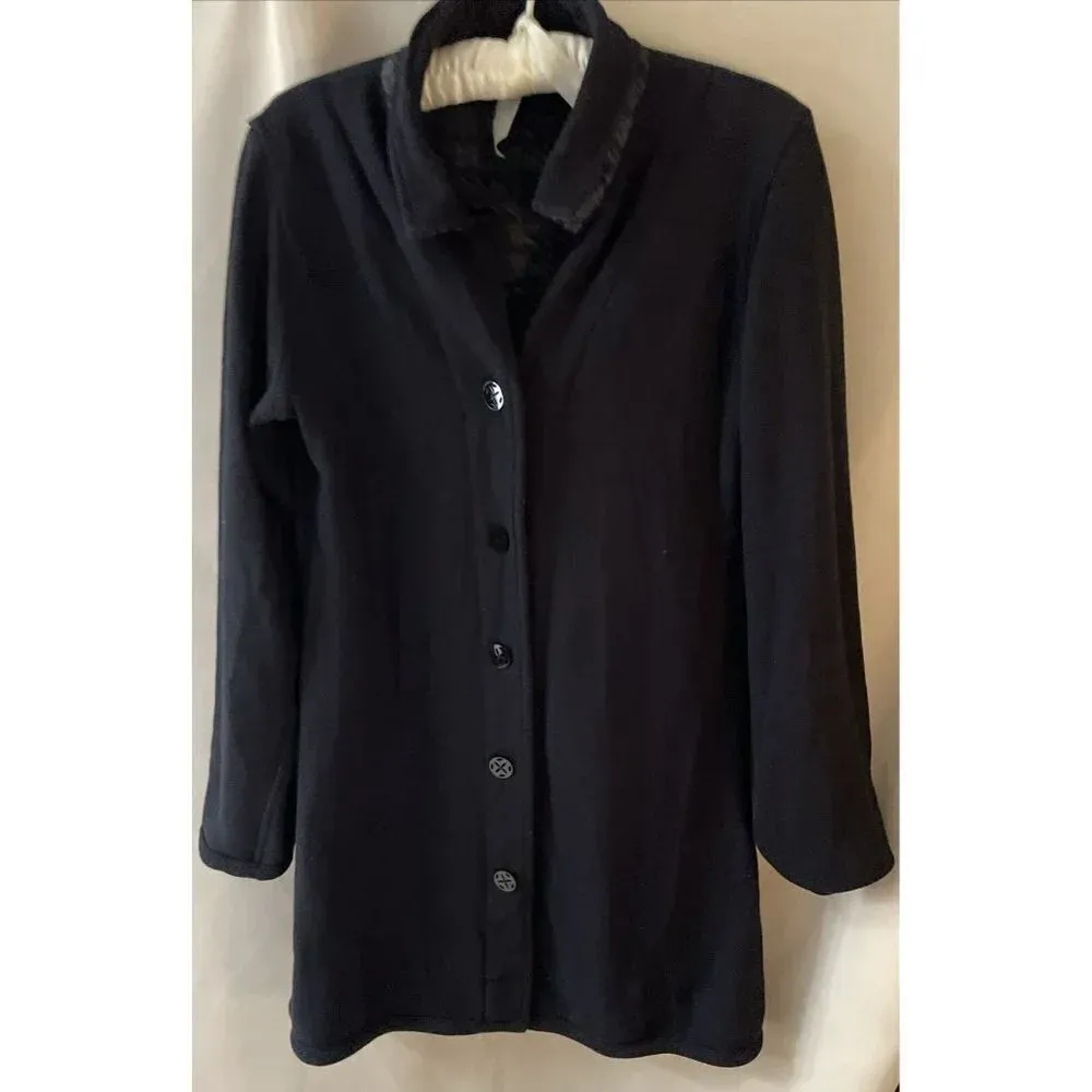 Parsley & Sage Small Long Jacket Button Down Coat Black‎ Grey Reversible Winter Gray - Image 3