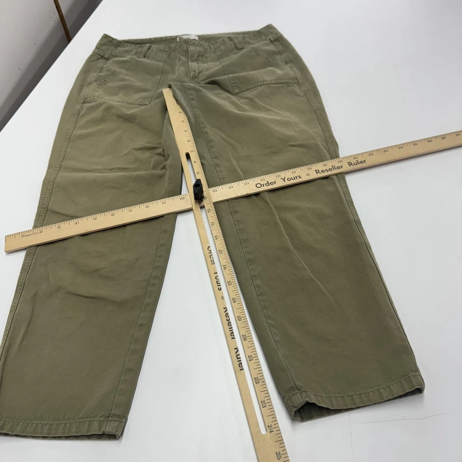 J.Crew Utility Chino‎ Pants Womens 4 Cargo Scout Green Patch Pockets Cropped - Image 8
