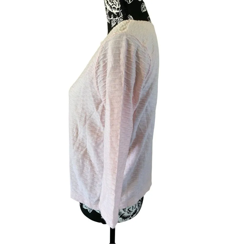 Christopher And Banks Textured Blouse V Neck Office Workwear Casual Cotton - Image 3