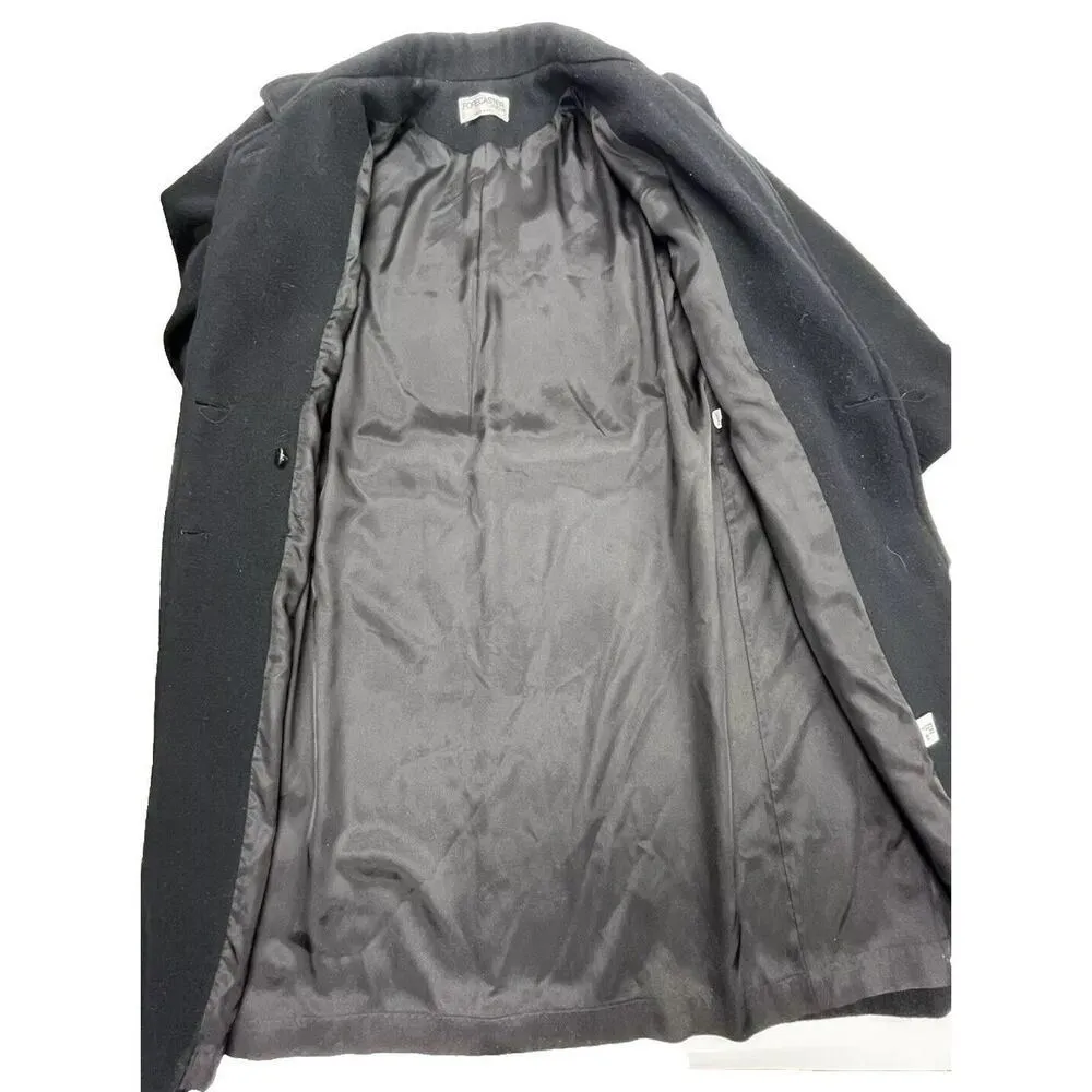 Vintage Woman’s Forecaster of Boston Wool Overcoat Double Breasted Black Size 12 - Image 12