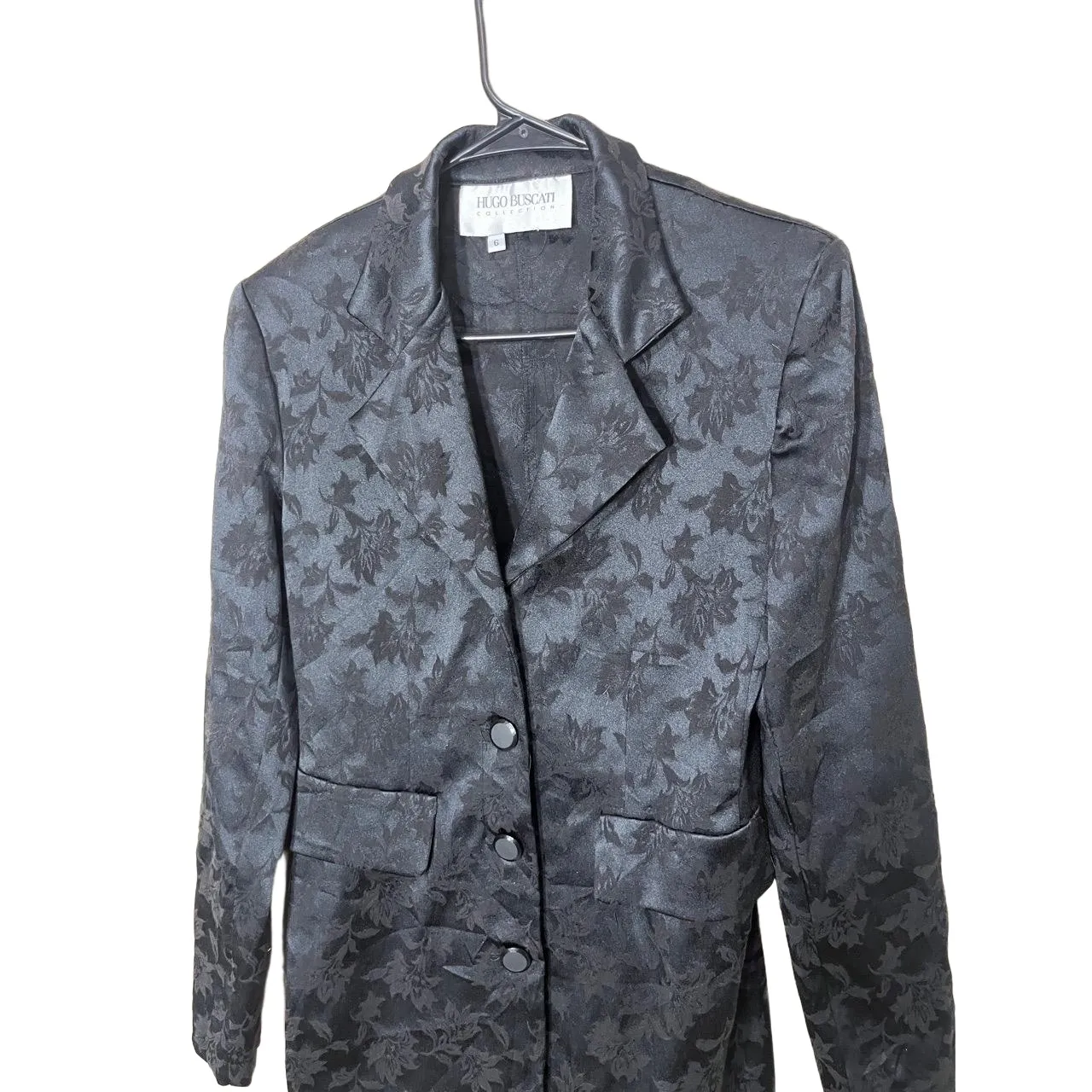 Vintage‎ Hugo Buscati Floral Pattern Notched Lapel 3Button Blazer Jacket Size 6 - Image 2