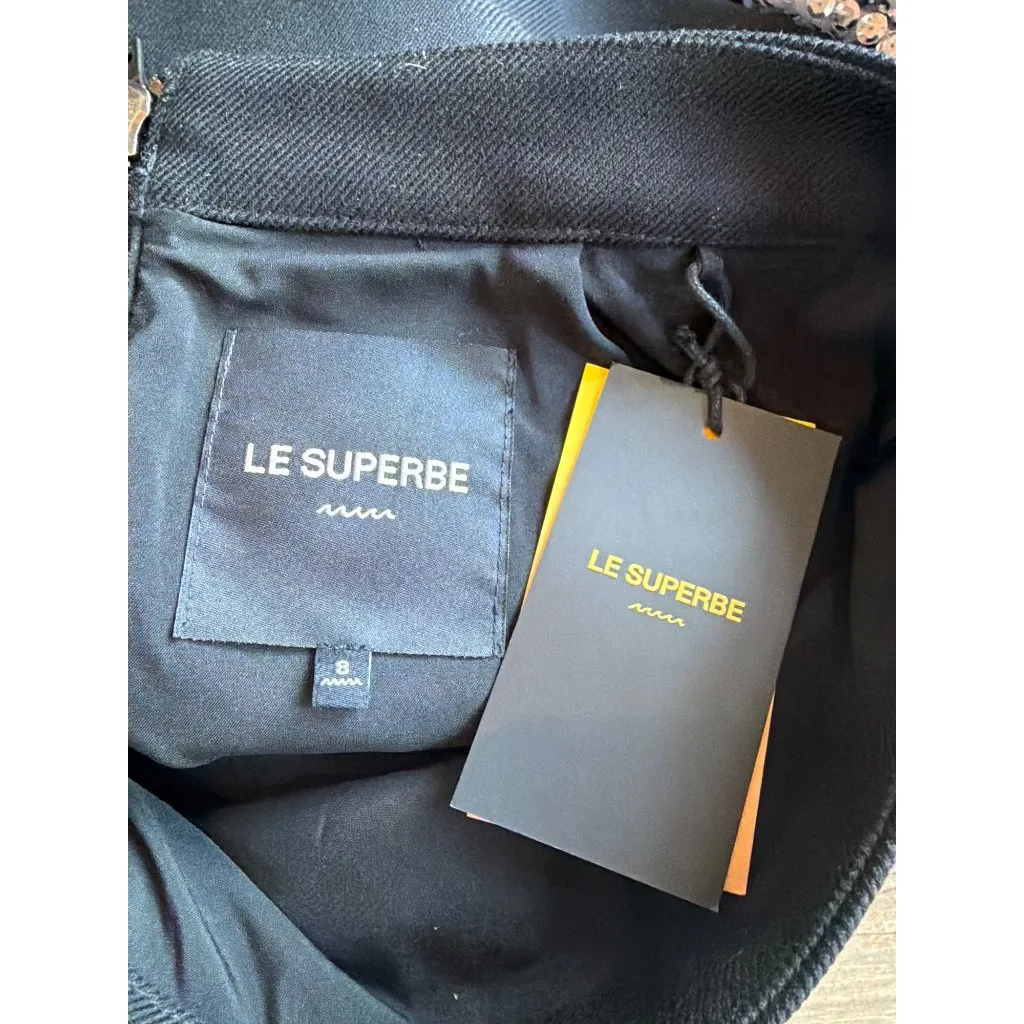 Le Superbe Pouchette Beaded Mini Skirt Dark Onyx Womens Size 8 Black - Image 11