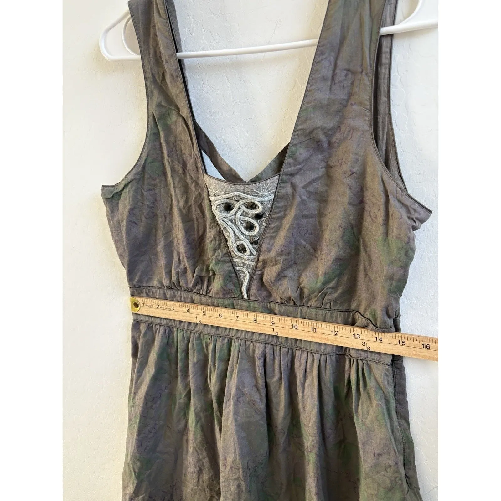Free People Grey A-Line Dress Criss-Cross Back Size 12 - Image 4