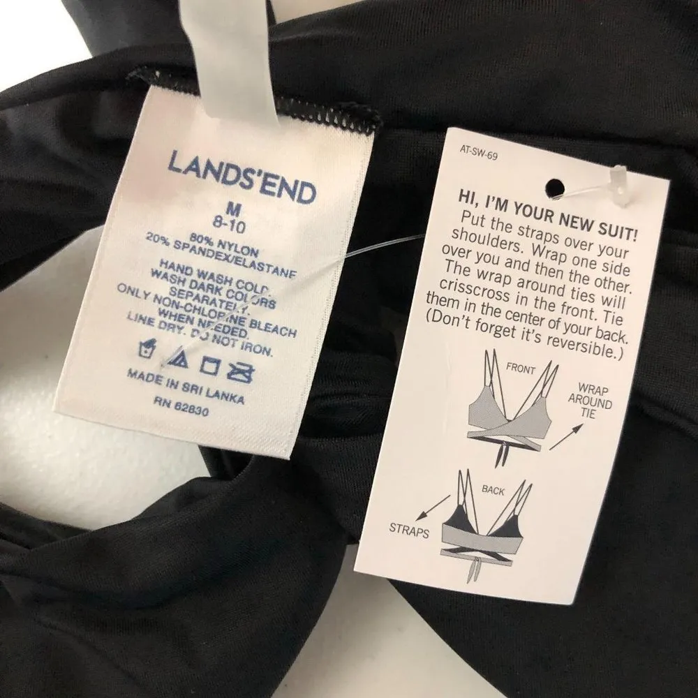 Lands End Womens Bikini Top Strappy Tie Black M - Image 3
