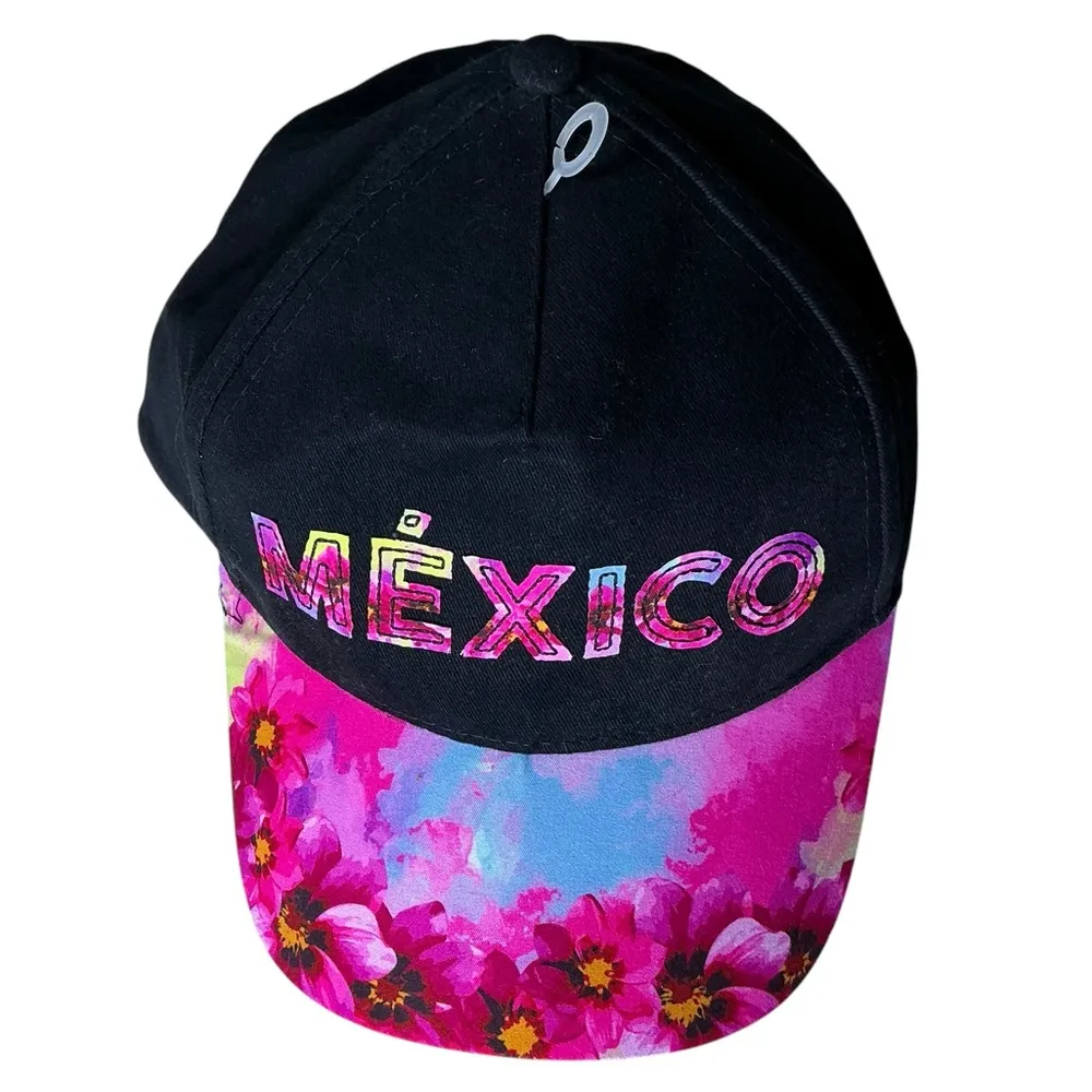 Mexico Baseball Hat Trucker Cap Tropical Island Theme Women Black Pink NWT OS - Image 4