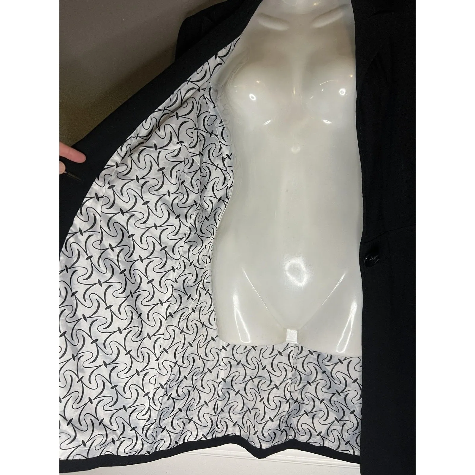 Signature By Larry Levine Coat Womens 12 Black Single Button Lined Overcoat - Image 9